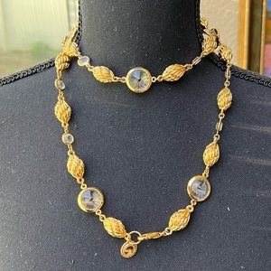St John Necklace, gold color & Swarovski crystals, vintage